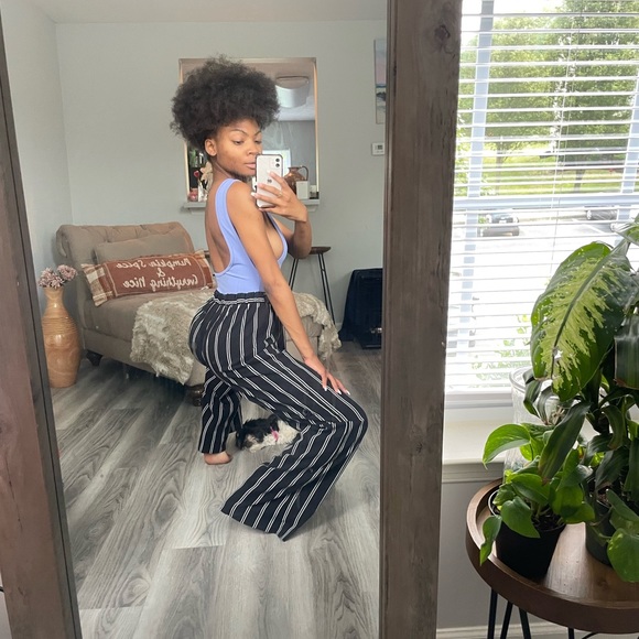 Black And White Flare Pants - Picture 1 of 15